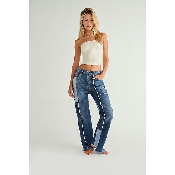 New Free People X Dr. Collectors Denim Patchwork Jeans Size Xs